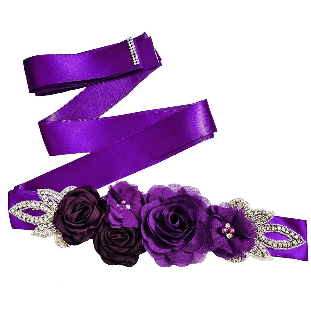 7733 Sash Belt with Flowers Pearls Rhinestone for Wedding Bride/Baby Shower